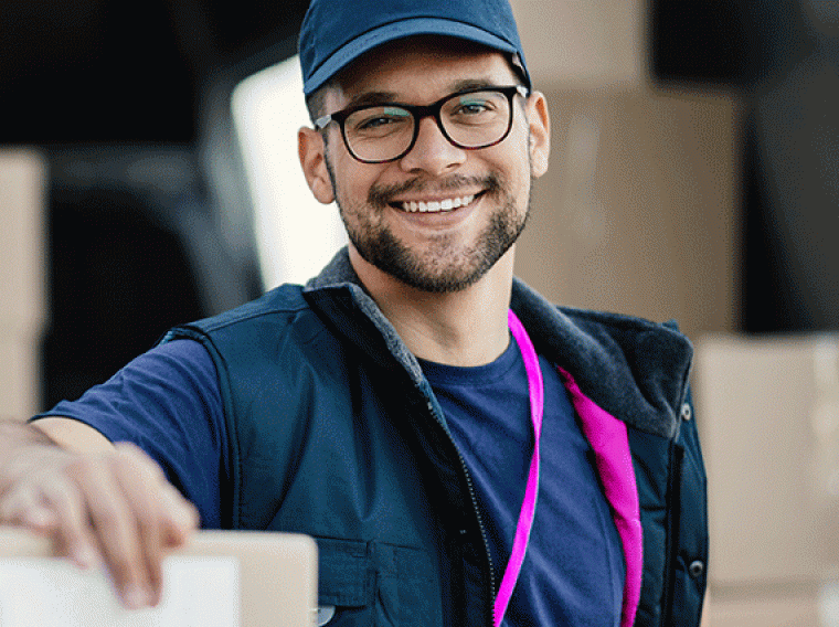 Employee wearing company uniform