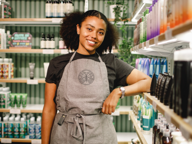 Employee in retail uniform